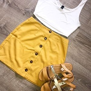 Yellow button up skirt